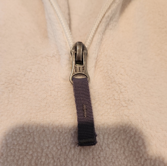 GAP Fleece Sweater Pull Over Quarter Zip, Cream/Navy, Size Large Mens Y2K - Picture 8 of 16